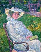 Theo Van Rysselberghe Lady in White - Portrait of Mrs. Theo Van Rysselberghe oil